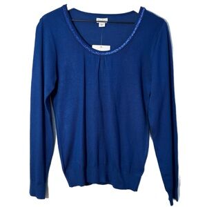 Jaclyn Smith Vintage 90’s NWT Royal Blue Knit Sweater Sequin Detail Women’s S.